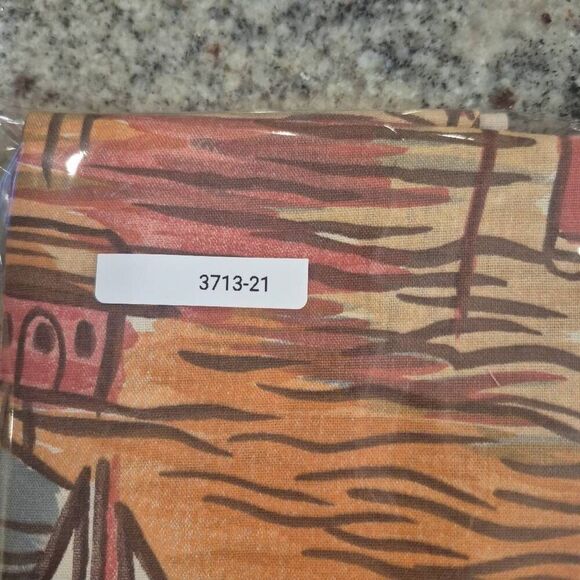 Fabric, Browns, Reds & Blue Cotton Watercolor Cotton 45" wide x 1/2 yd - Picture 3 of 3